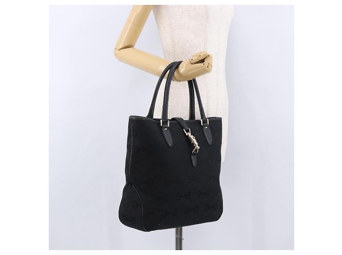 Borsa GUCCI Jackie in tela nera e oro 145818 Auth BA14468A Nero D'oro - vista 22