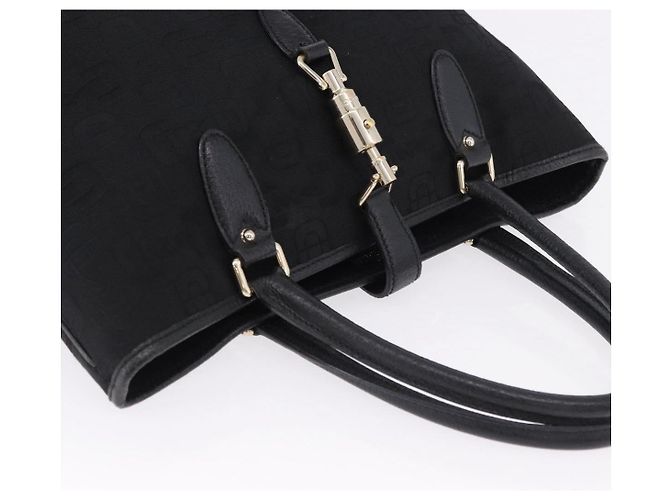 Borsa GUCCI Jackie in tela nera e oro 145818 Auth BA14468A Nero D'oro - vista 6