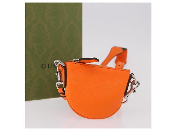 Borsa a tracolla GUCCI Web Sherry Line in pelle Arancione Argento 821831 Auth bs36086M - vista 12