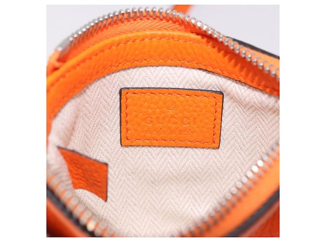 Borsa a tracolla GUCCI Web Sherry Line in pelle Arancione Argento 821831 Auth bs36086M - vista 19