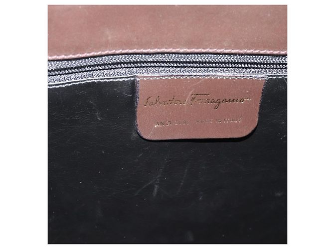 Borsa Tote Salvatore Ferragamo in pelle marrone e oro Auth ar14058 D'oro - vista 12