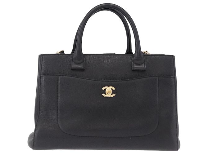 Borsa Tote CHANEL Neo Executive in pelle caviar 2way Nero Oro CC Auth yk20629SAM D'oro - vista 13