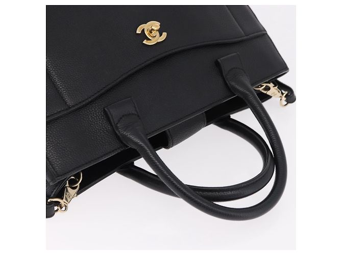 Borsa Tote CHANEL Neo Executive in pelle caviar 2way Nero Oro CC Auth yk20629SAM D'oro - vista 6