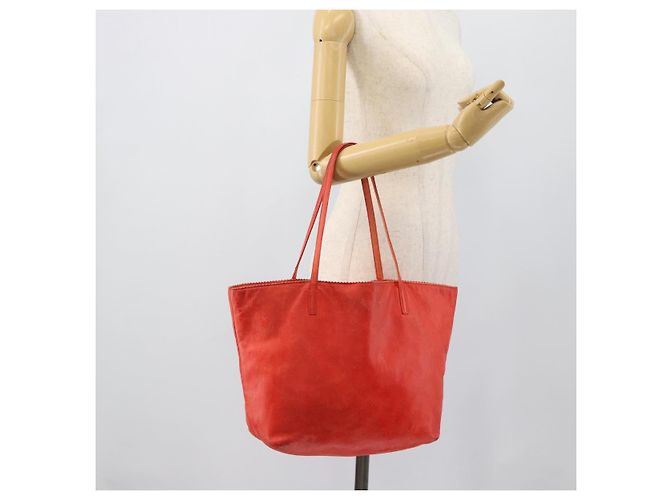 Bolso Tote LOEWE de piel rojo oro Auth fm5379 Roja Dorado - vista 22