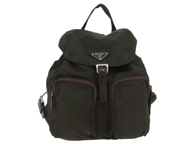 Rucksack PRADA Nylon Khaki Silver Auth ar14006 Silber - Ansicht 13