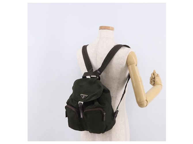 Rucksack PRADA Nylon Khaki Silver Auth ar14006 Silber - Ansicht 27