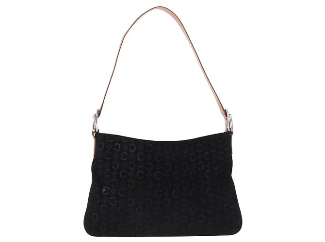 Céline CELINE C Macadam Handtasche aus Canvas und schwarzem Wildleder mit Silberdetails Authentisch BA14469A - Ansicht 2