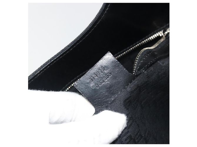 Borsa GUCCI Interlocking G in tela nero argento 114875 Auth 192188V - vista 11