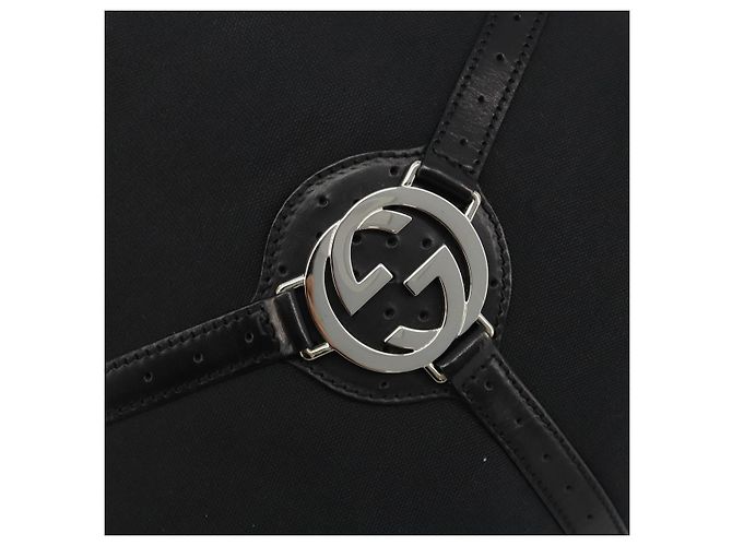 Borsa GUCCI Interlocking G in tela nero argento 114875 Auth 192188V - vista 18