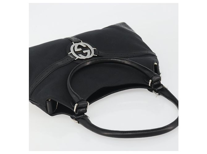 Borsa GUCCI Interlocking G in tela nero argento 114875 Auth 192188V - vista 6