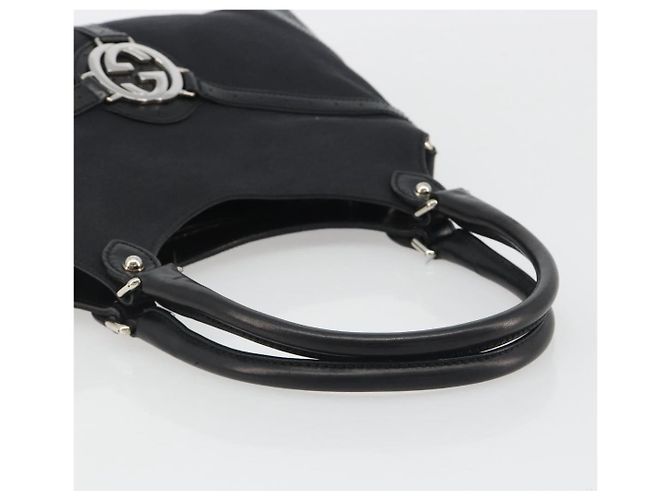 Borsa GUCCI Interlocking G in tela nero argento 114875 Auth 192188V - vista 7