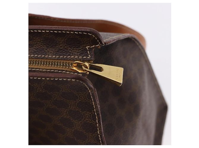 Céline Borsa a tracolla CELINE Macadam Canvas PVC Pelle Marrone Oro Auth ka5258 D'oro - vista 10