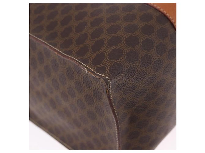 Céline Borsa a tracolla CELINE Macadam Canvas PVC Pelle Marrone Oro Auth ka5258 D'oro - vista 16