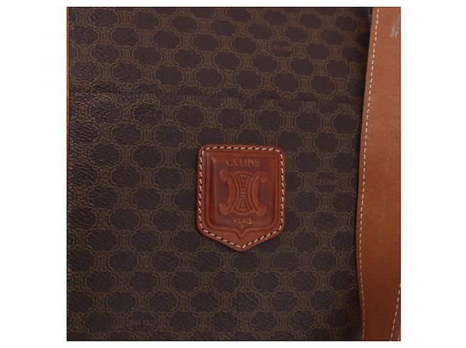 Céline Borsa a tracolla CELINE Macadam Canvas PVC Pelle Marrone Oro Auth ka5258 D'oro - vista 18