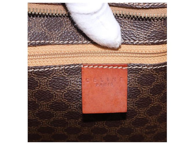 Céline Borsa a tracolla CELINE Macadam Canvas PVC Pelle Marrone Oro Auth ka5258 D'oro - vista 19