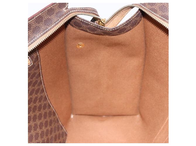 Céline Borsa a tracolla CELINE Macadam Canvas PVC Pelle Marrone Oro Auth ka5258 D'oro - vista 20