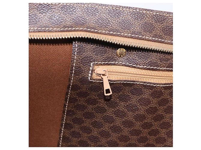 Céline Borsa a tracolla CELINE Macadam Canvas PVC Pelle Marrone Oro Auth ka5258 D'oro - vista 22