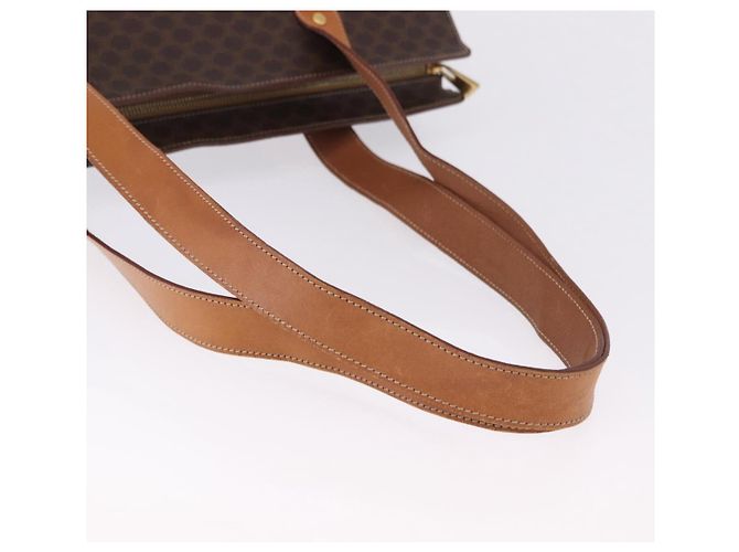 Céline Borsa a tracolla CELINE Macadam Canvas PVC Pelle Marrone Oro Auth ka5258 D'oro - vista 7