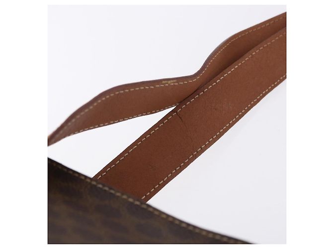 Céline Borsa a tracolla CELINE Macadam Canvas PVC Pelle Marrone Oro Auth ka5258 D'oro - vista 8