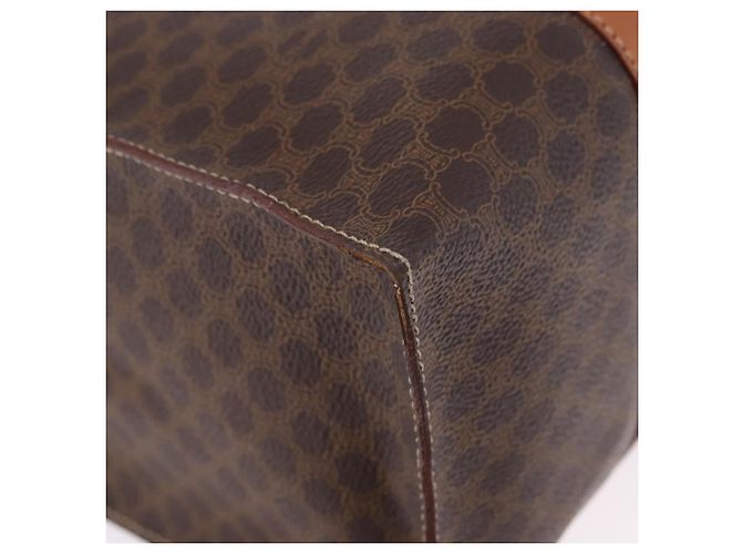 Céline Borsa a tracolla CELINE Macadam Canvas PVC Pelle Marrone Oro Auth ka5258 D'oro - vista 9