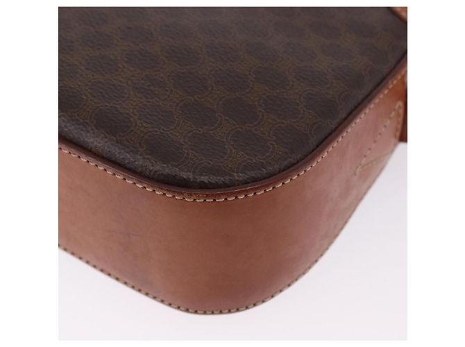 Céline Bolsa de Ombro CELINE Macadam Canvas PVC Couro Marrom Ouro Auth BA14318 Dourado - vista 16