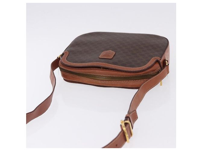 Céline Bolsa de Ombro CELINE Macadam Canvas PVC Couro Marrom Ouro Auth BA14318 Dourado - vista 6