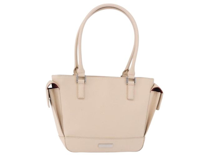 Borsa a mano BURBERRY in pelle beige argento Auth ka5220A - vista 13
