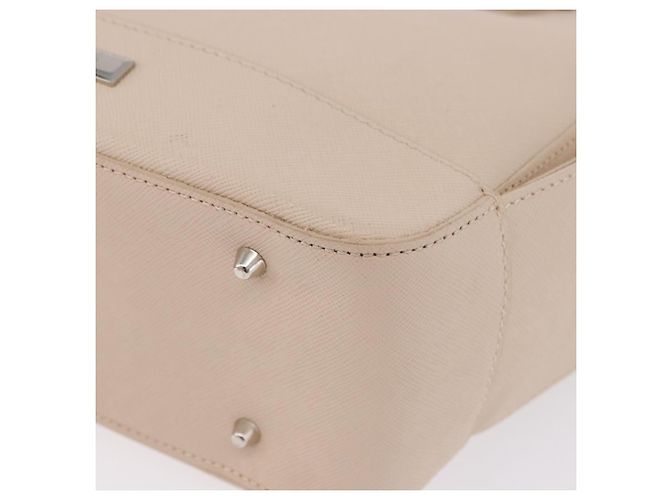 Borsa a mano BURBERRY in pelle beige argento Auth ka5220A - vista 14