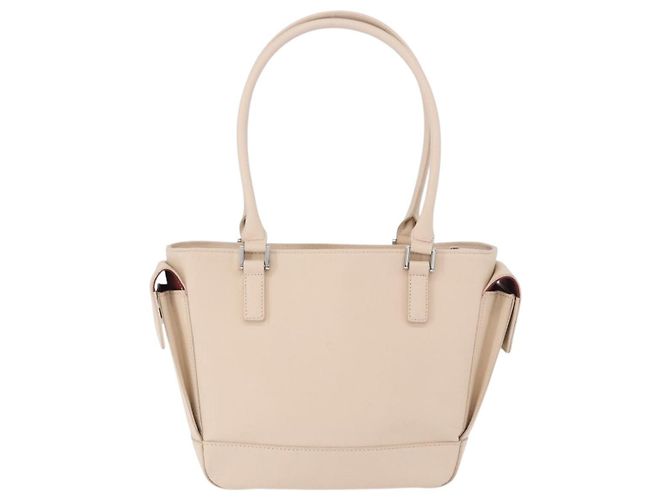 Borsa a mano BURBERRY in pelle beige argento Auth ka5220A - vista 2