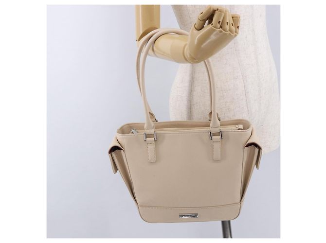 Borsa a mano BURBERRY in pelle beige argento Auth ka5220A - vista 22
