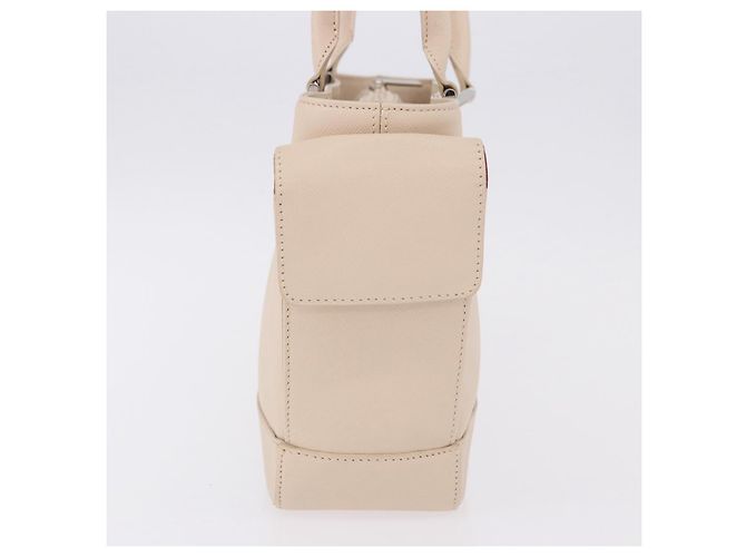Borsa a mano BURBERRY in pelle beige argento Auth ka5220A - vista 3