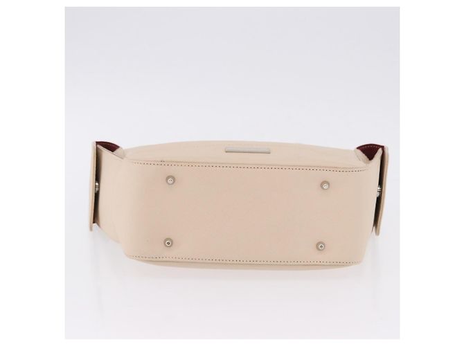 Borsa a mano BURBERRY in pelle beige argento Auth ka5220A - vista 5
