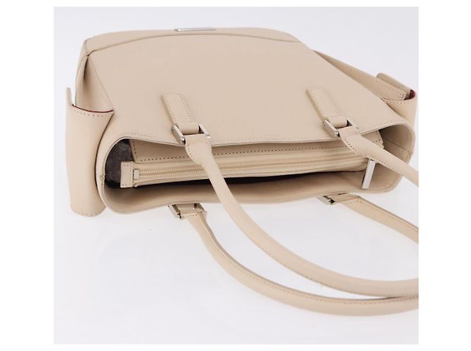 Borsa a mano BURBERRY in pelle beige argento Auth ka5220A - vista 6