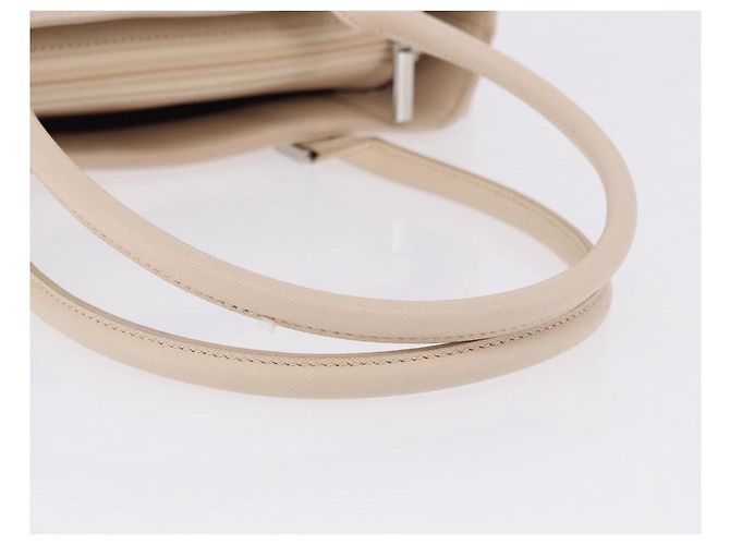 Borsa a mano BURBERRY in pelle beige argento Auth ka5220A - vista 7