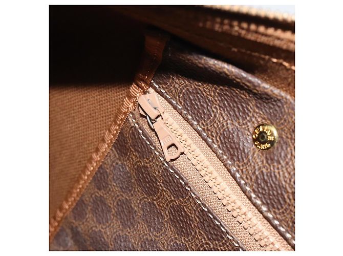 Céline Borsa Boston CELINE Macadam Canvas PVC Pelle Marrone Oro Auth 190187A D'oro - vista 22