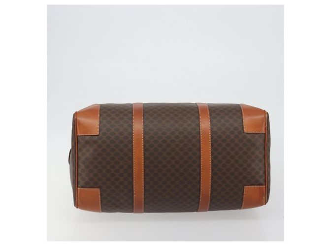Céline Borsa Boston CELINE Macadam Canvas PVC Pelle Marrone Oro Auth 190187A D'oro - vista 5