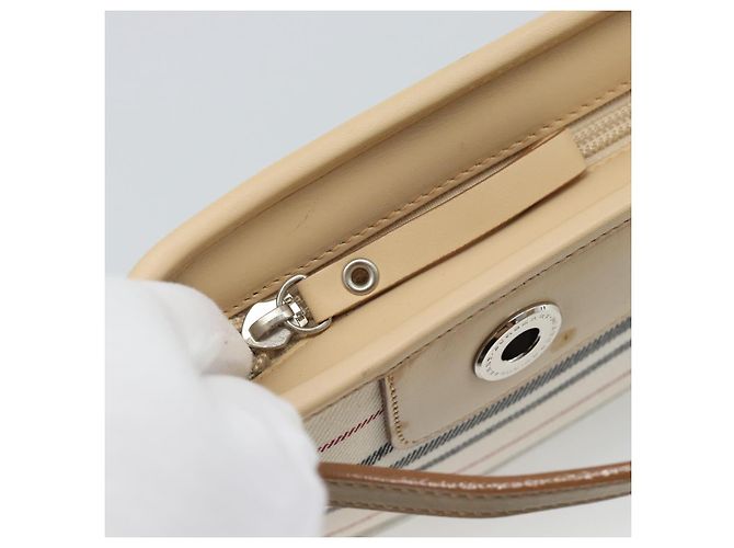 Borsa a tracolla BURBERRY Canvas Bianco Argento Auth ep15254 - vista 10