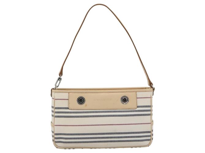 Borsa a tracolla BURBERRY Canvas Bianco Argento Auth ep15254 - vista 13