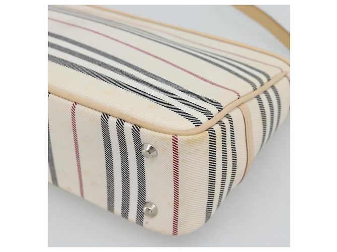 Borsa a tracolla BURBERRY Canvas Bianco Argento Auth ep15254 - vista 15