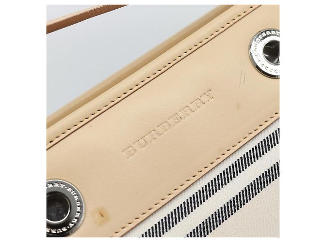 Borsa a tracolla BURBERRY Canvas Bianco Argento Auth ep15254 - vista 17