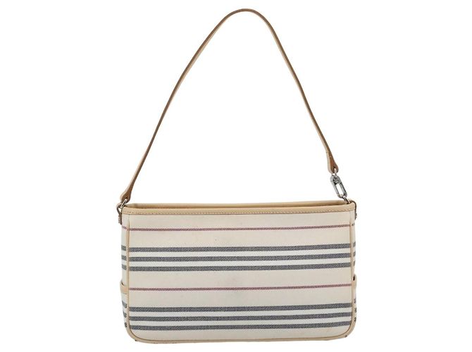 Borsa a tracolla BURBERRY Canvas Bianco Argento Auth ep15254 - vista 2