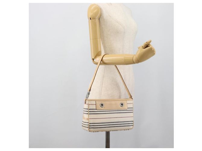 Borsa a tracolla BURBERRY Canvas Bianco Argento Auth ep15254 - vista 22