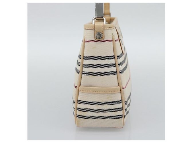 Borsa a tracolla BURBERRY Canvas Bianco Argento Auth ep15254 - vista 3