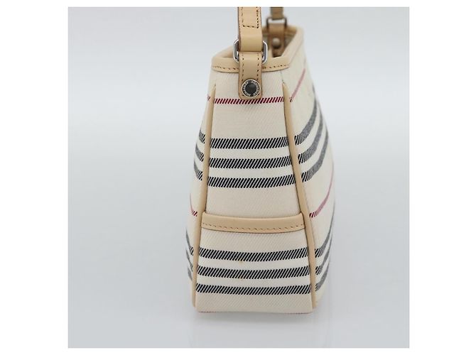 Borsa a tracolla BURBERRY Canvas Bianco Argento Auth ep15254 - vista 4