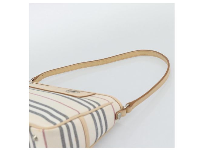 Borsa a tracolla BURBERRY Canvas Bianco Argento Auth ep15254 - vista 8