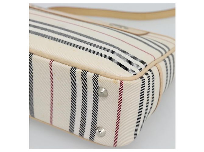 Borsa a tracolla BURBERRY Canvas Bianco Argento Auth ep15254 - vista 9