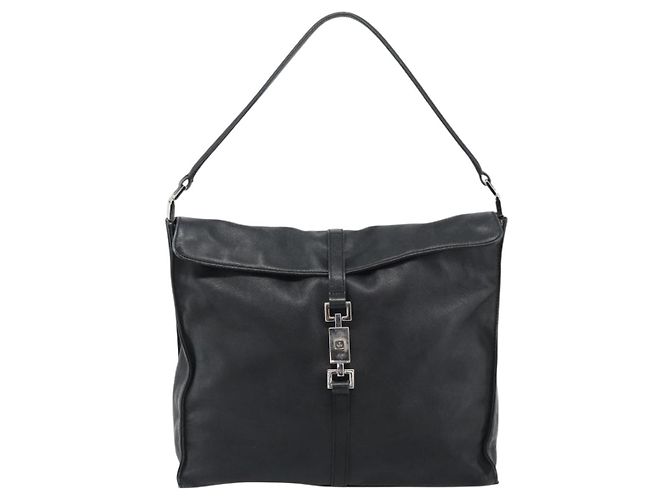 Sac à bandoulière GUCCI Jackie en cuir noir avec détails argentés 001.3355 Authentique 192805 - vue 13