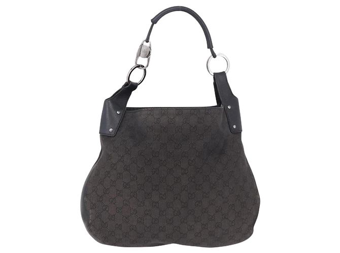 Borsa GUCCI GG Canvas Outlet Nera Argento 179777 Auth 191936 Nero - vista 13