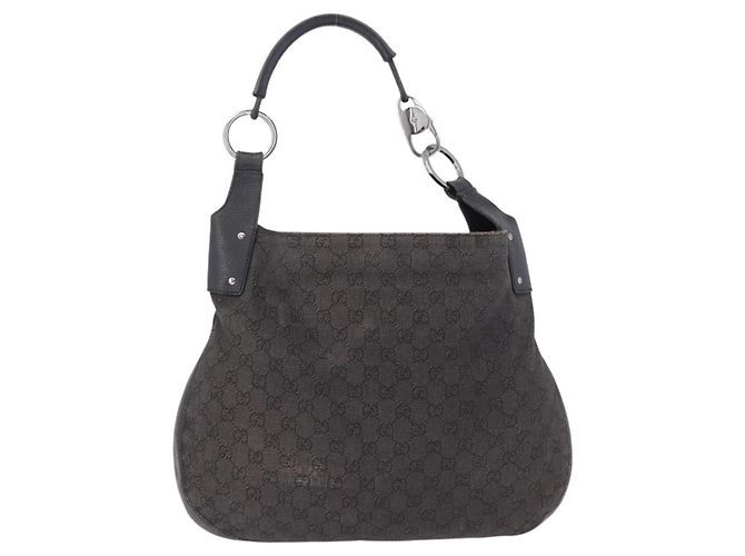 Borsa GUCCI GG Canvas Outlet Nera Argento 179777 Auth 191936 Nero - vista 2