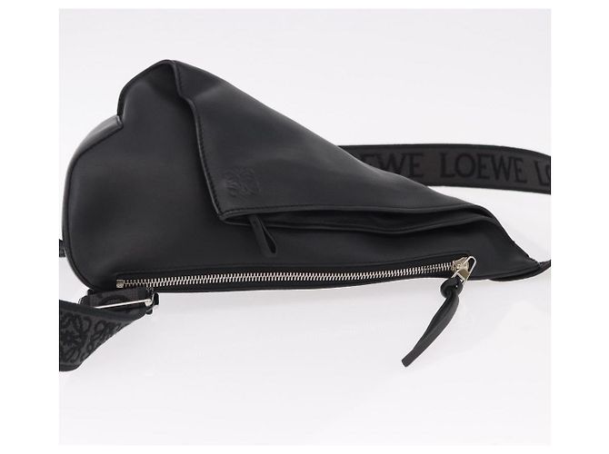 LOEWE Anton Schultertasche aus Leder Schwarz Silber Auth SW2640SM - Ansicht 3